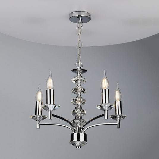 Dar Lighting OLE0550 Oleana 5 Light Pendant Polished Chrome Crystal - 20041