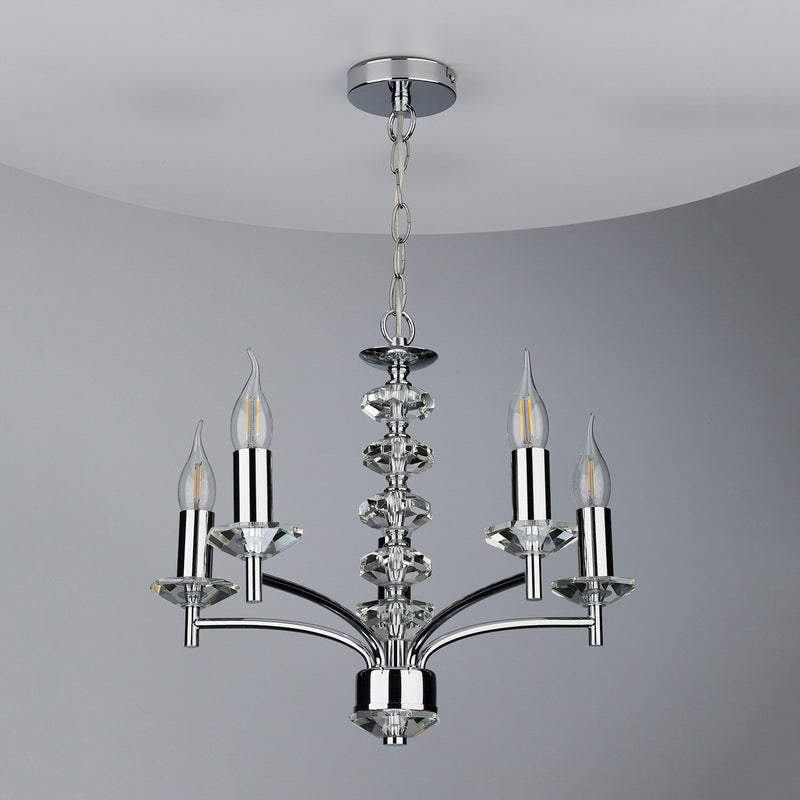 Load image into Gallery viewer, Dar Lighting OLE0550 Oleana 5 Light Pendant Polished Chrome Crystal - 20041
