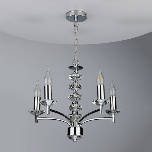 Dar Lighting OLE0550 Oleana 5 Light Pendant Polished Chrome Crystal - 20041