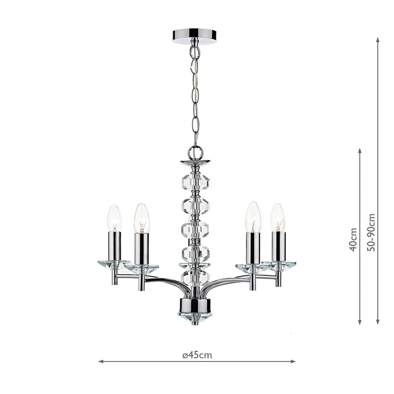 Load image into Gallery viewer, Dar Lighting OLE0550 Oleana 5 Light Pendant Polished Chrome Crystal - 20041
