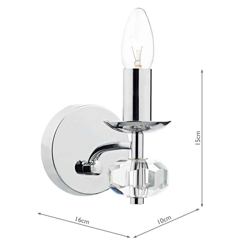 Load image into Gallery viewer, Dar Lighting OLE0750 Oleana Single Wall Bracket Polished Chrome Crystal - 20043
