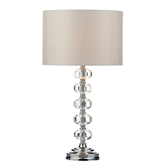 Dar Lighting OLE4250 Oleana Table Lamp Polished Chrome Crystal complete with Shade - 20042