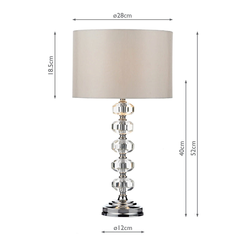 Load image into Gallery viewer, Dar Lighting OLE4250 Oleana Table Lamp Polished Chrome Crystal complete with Shade - 20042
