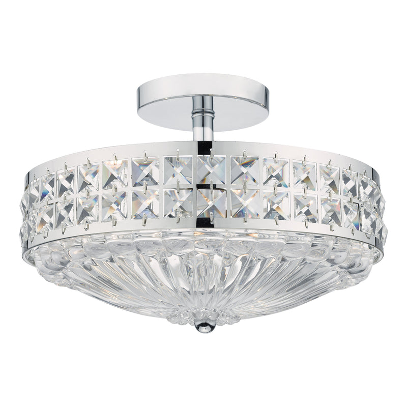 Load image into Gallery viewer, Dar Lighting OLO5350 Olona 3 Light Semi Flush Polished Chrome Crystal Beads and Glass Diffuser - 22244
