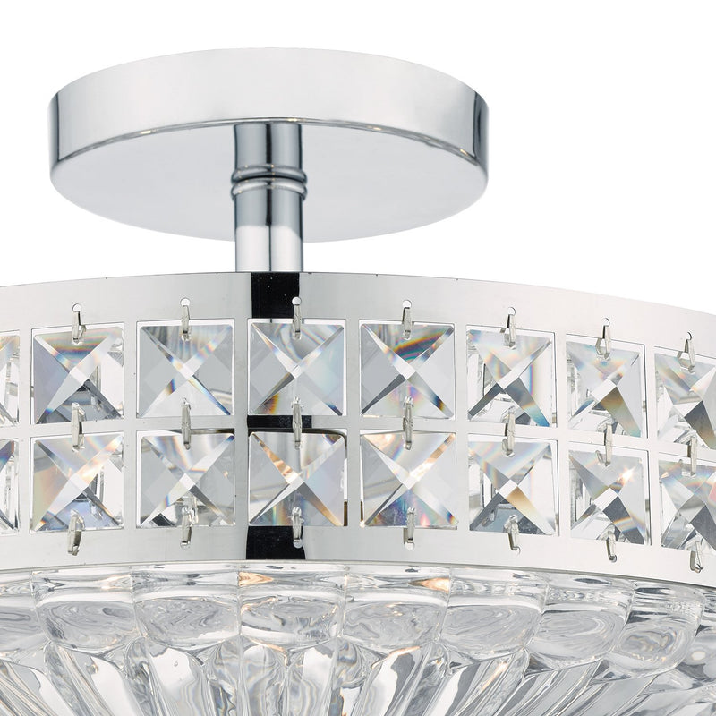Load image into Gallery viewer, Dar Lighting OLO5350 Olona 3 Light Semi Flush Polished Chrome Crystal Beads and Glass Diffuser - 22244
