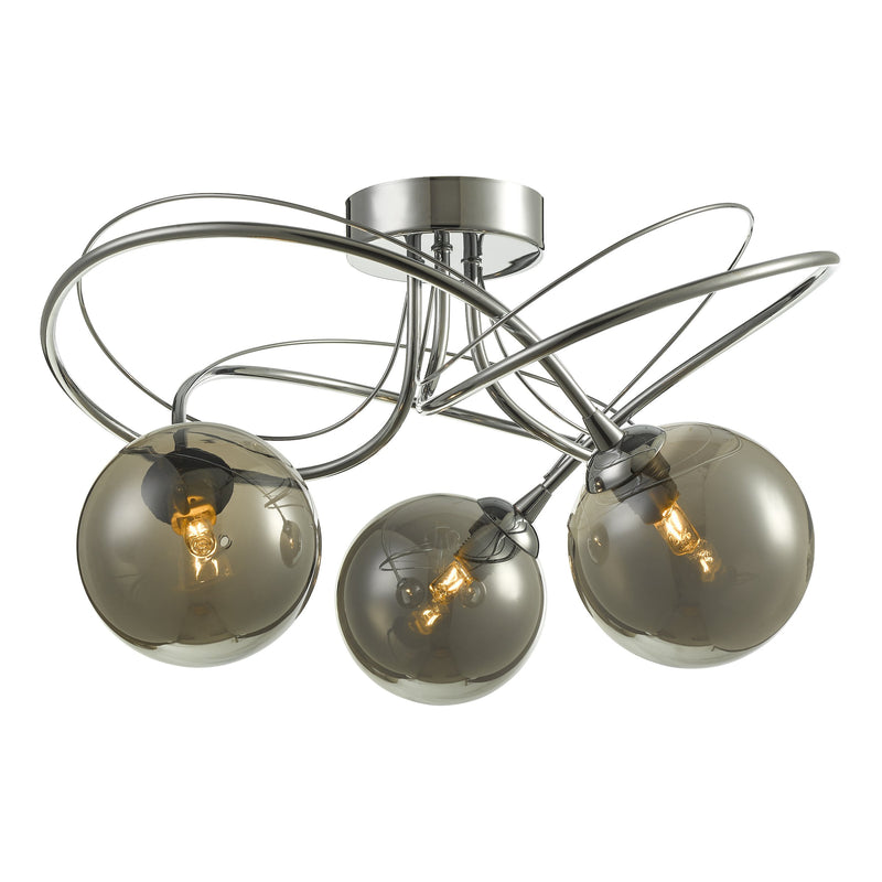Load image into Gallery viewer, Dar Lighting ONA5350-01 Onawa 3 Light Semi Flush Polished Chrome With Smoked Glass - 37171
