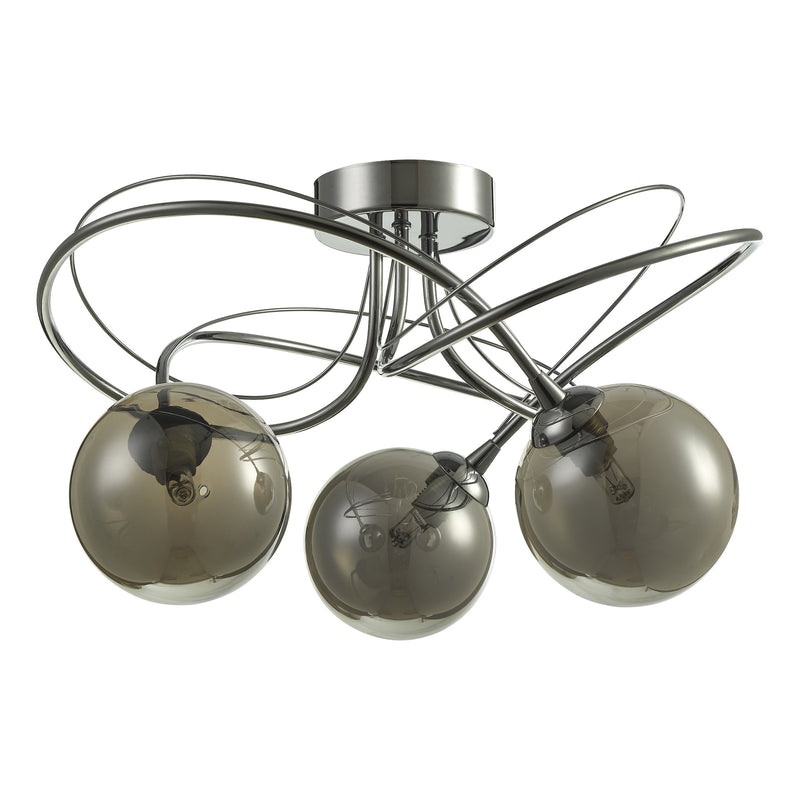 Load image into Gallery viewer, Dar Lighting ONA5350-01 Onawa 3 Light Semi Flush Polished Chrome With Smoked Glass - 37171
