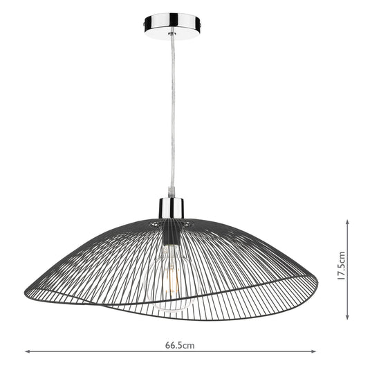 Dar Lighting ONZ1722 Onza Wire Easy Fit Pendant Shades Black TWIN PACK - 23800