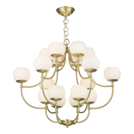 David Hunt Lighting OPE1840 Opera 18 Light Pendant in Butter brass comes with glass shades
