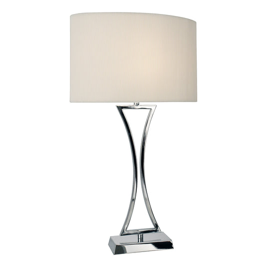 Dar Lighting OPO4150 Oporto Wavy Table Lamp Polished Chrome complete with Cream Oval Shade - 15389
