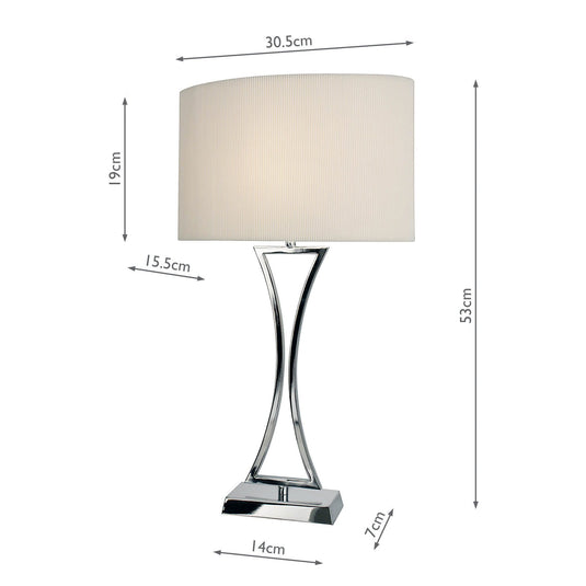 Dar Lighting OPO4150 Oporto Wavy Table Lamp Polished Chrome complete with Cream Oval Shade - 15389