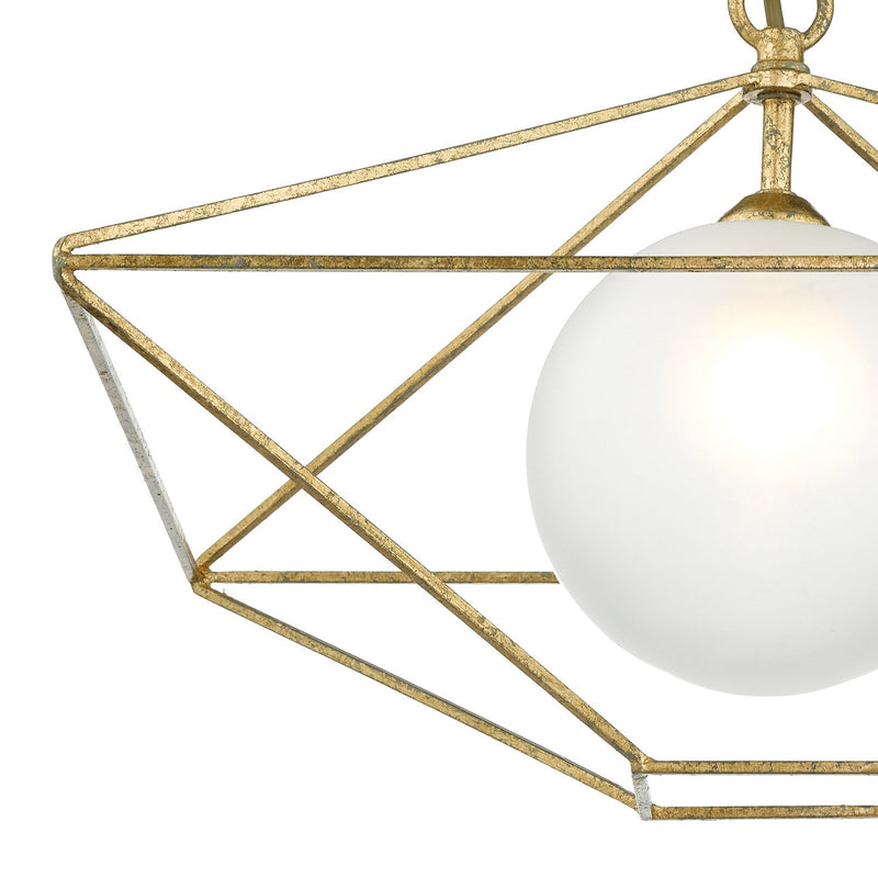 Load image into Gallery viewer, Dar Lighting ORS0135 Orsini 1 Light Pendant Antique Gold Opal Glass Shade - 35295
