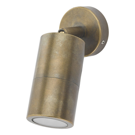 Dar Lighting ORT0775 Ortega Outdoor Adjustable Wall Spotlight IP65 Natural Brass - 25528