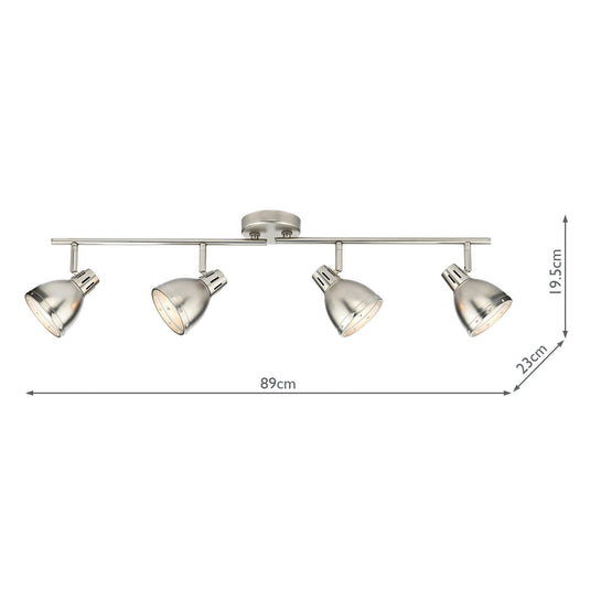 Dar Lighting OSA8461 Osaka 4 Light Bar Antique Chrome - 16501