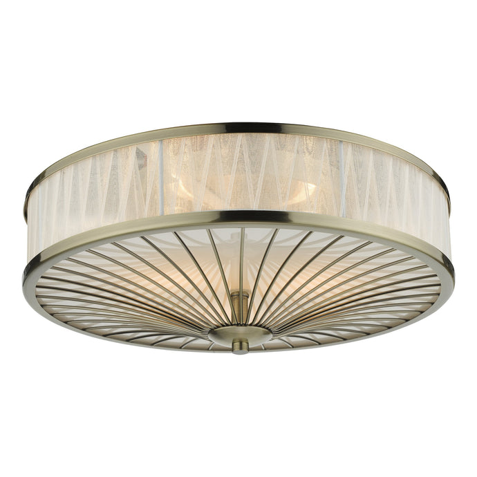 Dar Lighting OSL5075 Oslo 3 Light Flush Ceiling Light Antique Brass - 35301