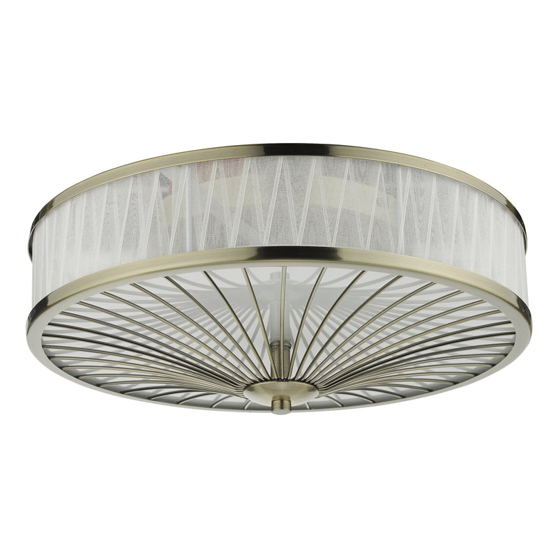 Load image into Gallery viewer, Dar Lighting OSL5075 Oslo 3 Light Flush Ceiling Light Antique Brass - 35301
