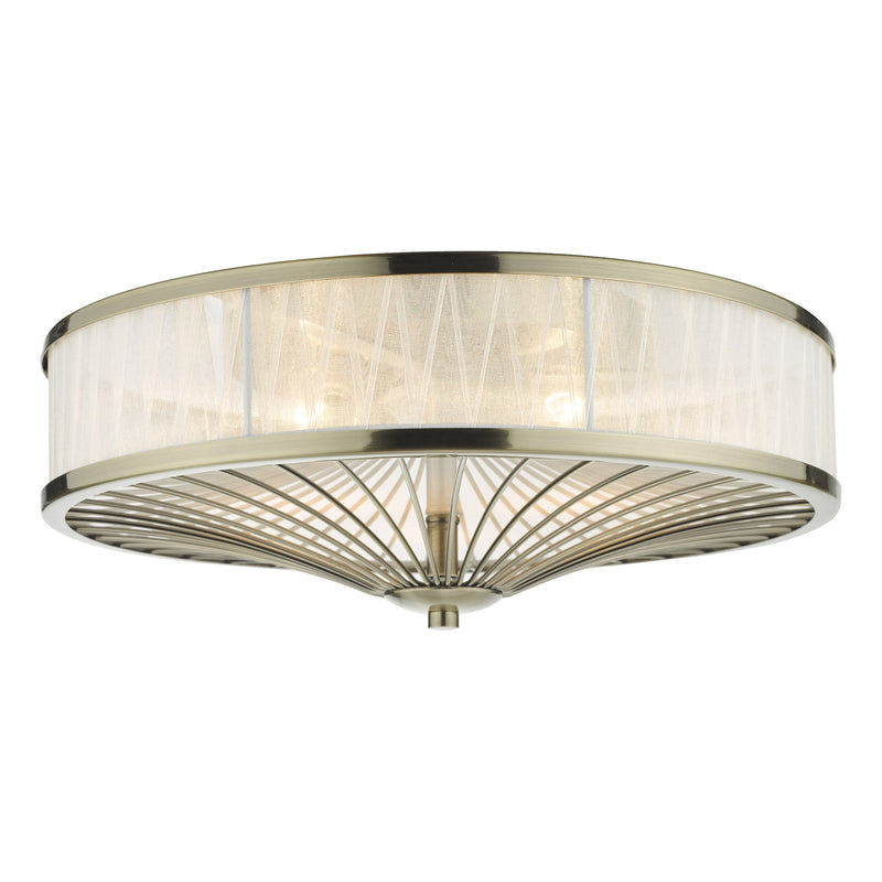 Load image into Gallery viewer, Dar Lighting OSL5075 Oslo 3 Light Flush Ceiling Light Antique Brass - 35301

