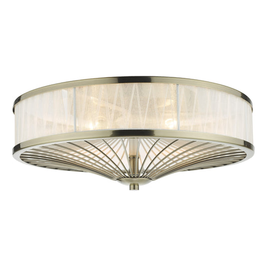 Dar Lighting OSL5075 Oslo 3 Light Flush Ceiling Light Antique Brass - 35301