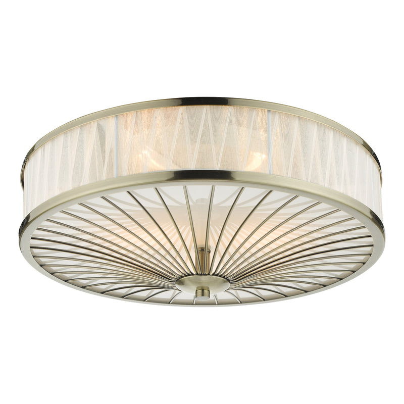 Load image into Gallery viewer, Dar Lighting OSL5075 Oslo 3 Light Flush Ceiling Light Antique Brass - 35301
