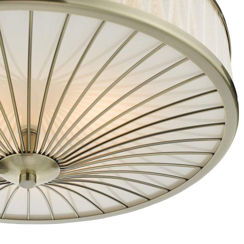 Load image into Gallery viewer, Dar Lighting OSL5075 Oslo 3 Light Flush Ceiling Light Antique Brass - 35301
