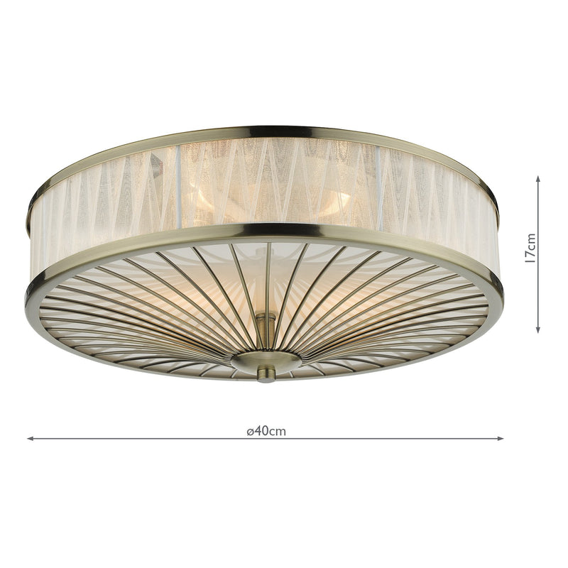 Load image into Gallery viewer, Dar Lighting OSL5075 Oslo 3 Light Flush Ceiling Light Antique Brass - 35301
