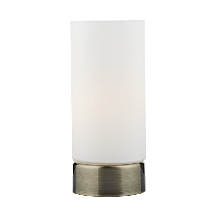 Dar Lighting OWE4075 Owen Touch Round Glass Table Lamp Antique Brass Opal Glass - 20086