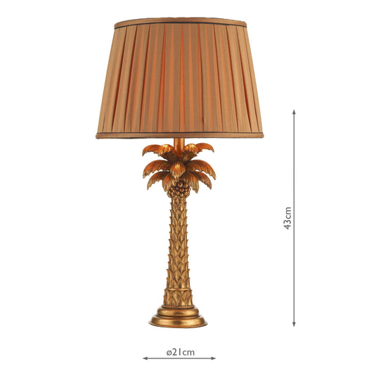 Dar Lighting PAL4235-X Palm Table Lamp Gold Base Only - 35304