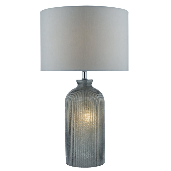 Dar Lighting PAM4239 Pamplona Table Lamp Grey C/W Grey Faux Silk Shade - 23184
