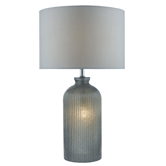 Dar Lighting PAM4239 Pamplona Table Lamp Grey C/W Grey Faux Silk Shade - 23184