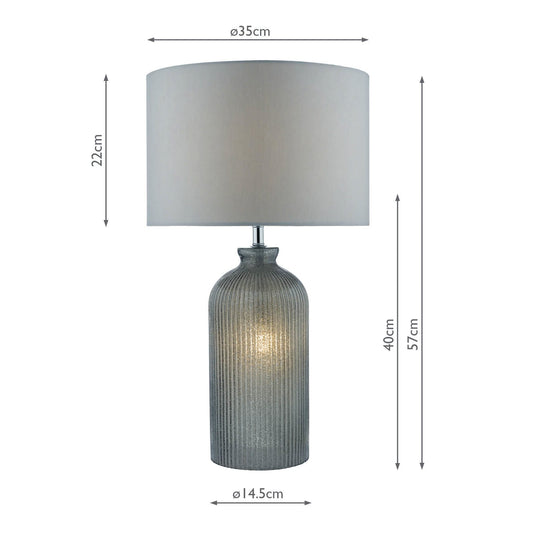 Dar Lighting PAM4239 Pamplona Table Lamp Grey C/W Grey Faux Silk Shade - 23184