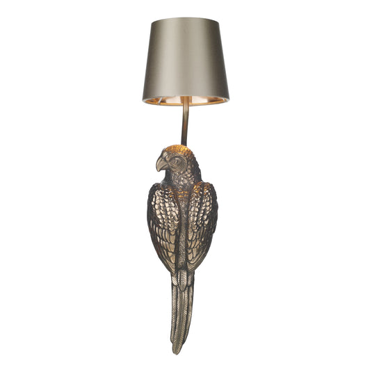 David Hunt Lighting PAR0700L Parrot Single Wall Light in Bronze comes with bespoke shade, Left facing