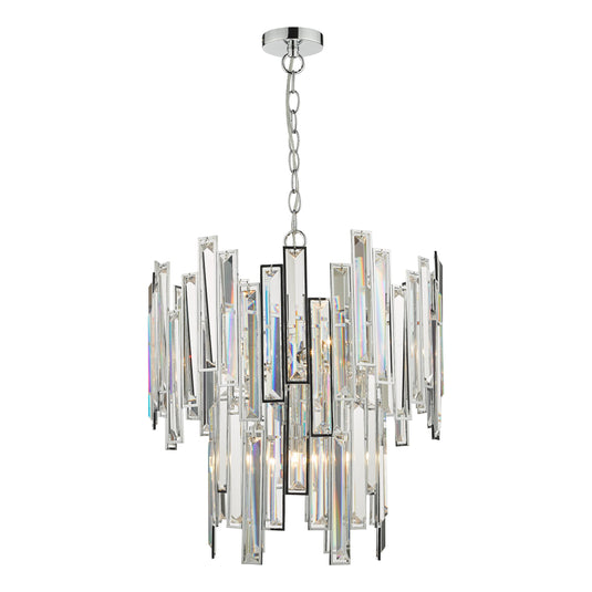 Dar Lighting PEN0650 Penelope 6 Light Pendant Polished Chrome Clear Crystal - 36998