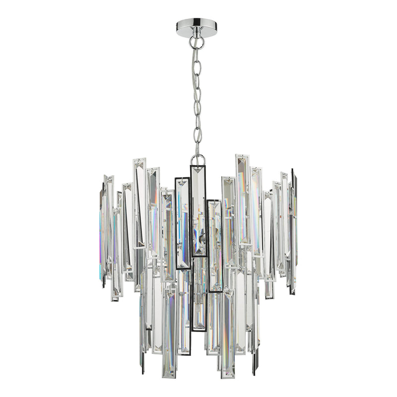 Load image into Gallery viewer, Dar Lighting PEN0650 Penelope 6 Light Pendant Polished Chrome Clear Crystal - 36998
