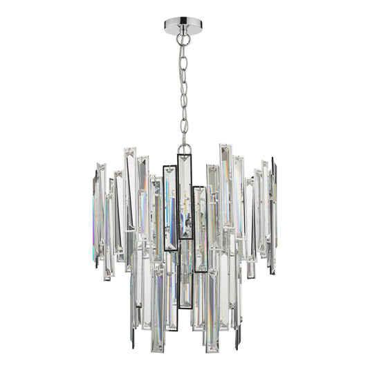 Dar Lighting PEN0650 Penelope 6 Light Pendant Polished Chrome Clear Crystal - 36998