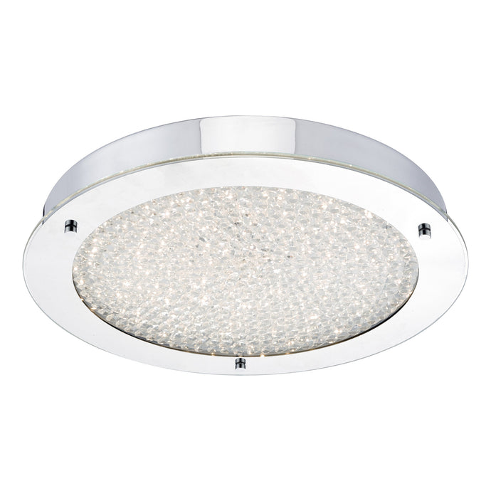 Dar Lighting PET5050 Peta Crystal Beads LED Flush Bathroom Ceiling Light IP44 Polished Chrome Large - 23475