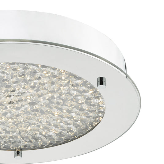 Dar Lighting PET5250 Peta Crystal Beads LED Flush Bathroom Ceiling Light IP44 Polished Chrome Small - 21536
