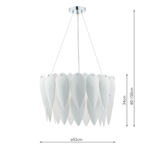 Dar Lighting PHI032 Phillipa 3 Light Pendant White Ceramic - 35309