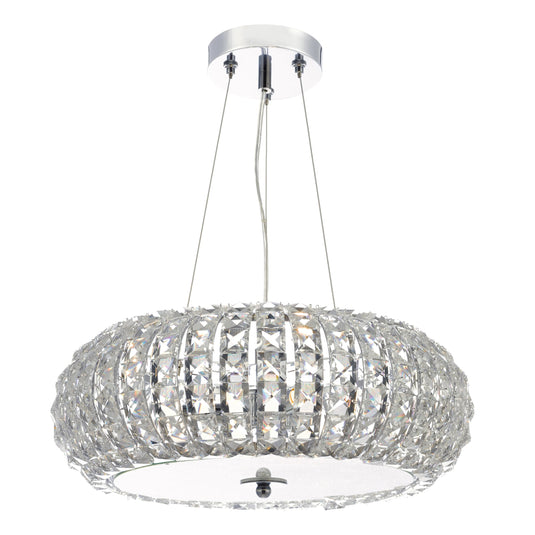 Dar Lighting PIA0350 PIAZZA 3LT PENDANT WITH SQUARE FACETED CRYSTAL BEADS - 35310