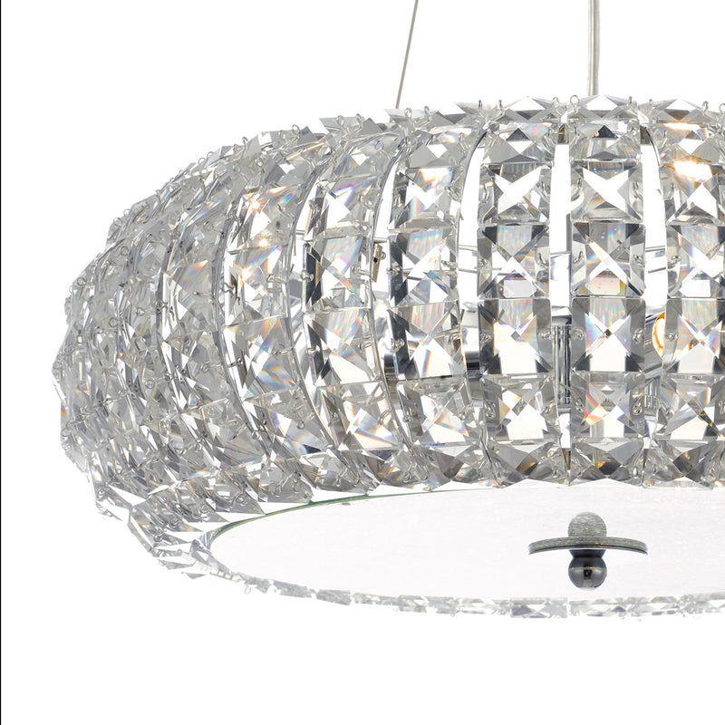 Load image into Gallery viewer, Dar Lighting PIA0350 PIAZZA 3LT PENDANT WITH SQUARE FACETED CRYSTAL BEADS - 35310
