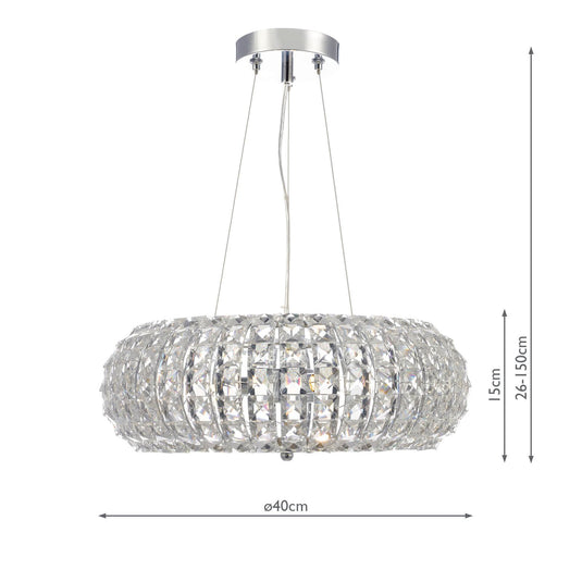 Dar Lighting PIA0350 PIAZZA 3LT PENDANT WITH SQUARE FACETED CRYSTAL BEADS - 35310