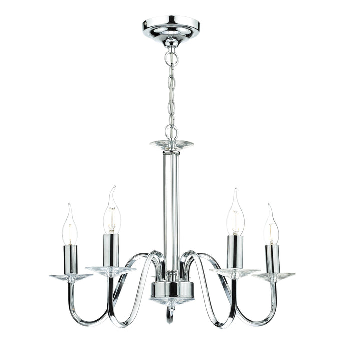 Dar Lighting PIQ0550 Pique 5 Light Polished Chrome Clear Crystal Detail - 21946