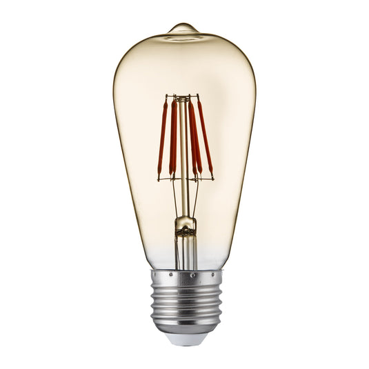 Searchlight PL3327-6WW Pack 5 LED Lamps  - Dimmable LED Filament Squirrel Lamp, Amber Glass, E27 6W, 600Lm - 31741