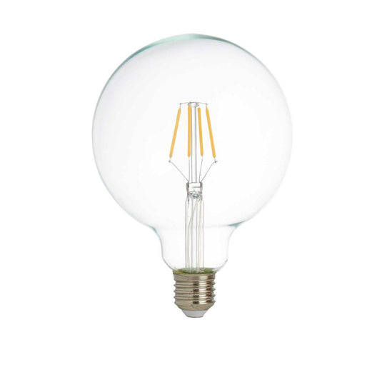 Searchlight PL3447-6WW Pack 5 Dimmable LED Filament Globe Lamp (125mm) Clear Glass, E27 6W, 600Lm - 31742