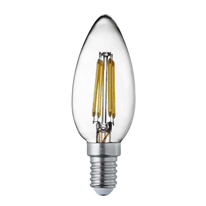 Searchlight PL3914-4WW Pack 10 LED Lamps  - Dimmable E14 LED Filament Candle - 4.5W, 400Lm, Warm White 2700K - 31743