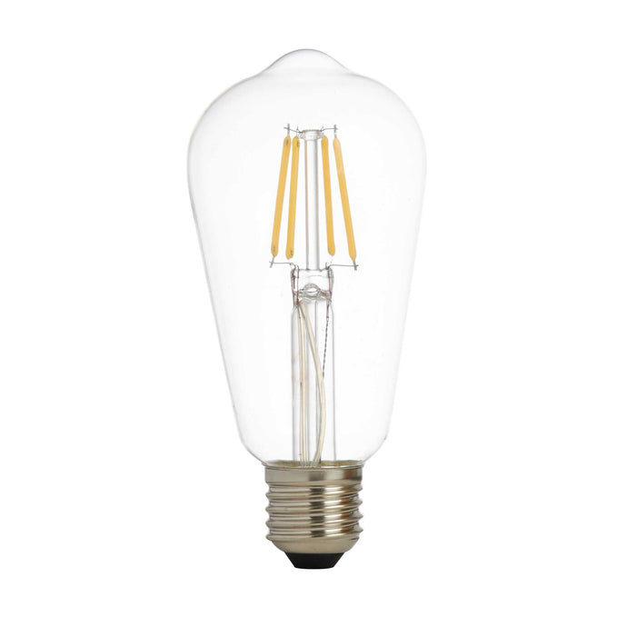 Searchlight PL4427-6WW Pack 5 LED Lamps  - Dimmable LED Filament Squirrel Lamp, Clear Glass, E27 6W, 600Lm 2700K - 31745