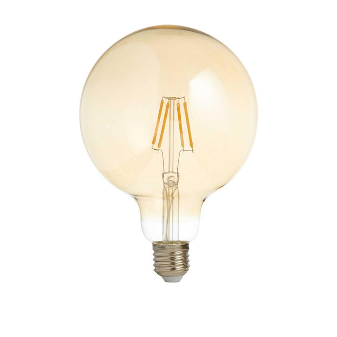 Searchlight PL4547-6WW Pack Of 5 Dimmable LED Filament Globe Lamp (125mm) Amber Glass, E27 6W, 600Lm - 31746