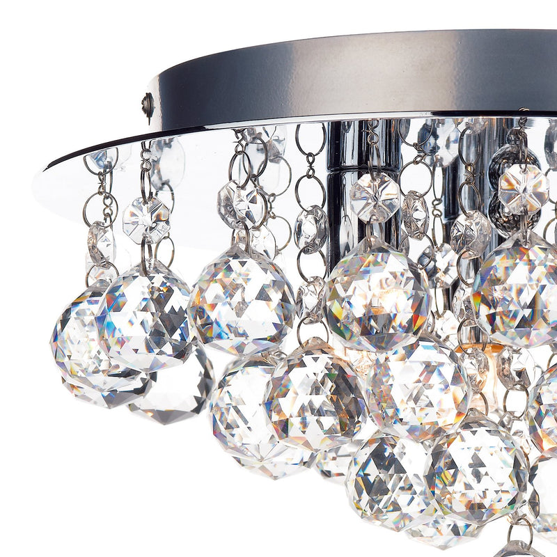 Load image into Gallery viewer, Dar Lighting PLU5250 Pluto 3 Light Flush Polished Chrome Crystal Glass Droppers - 12804
