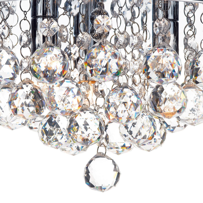 Load image into Gallery viewer, Dar Lighting PLU5250 Pluto 3 Light Flush Polished Chrome Crystal Glass Droppers - 12804
