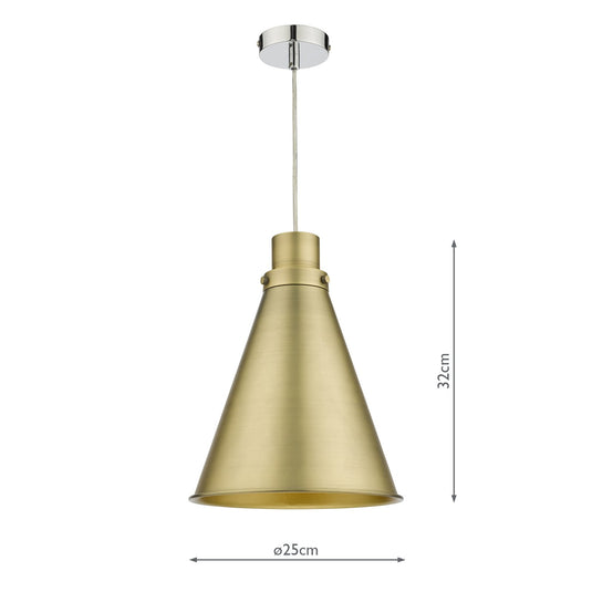 Dar Lighting POT8642 Potter Easy Fit Pendant Aged Brass - 37180
