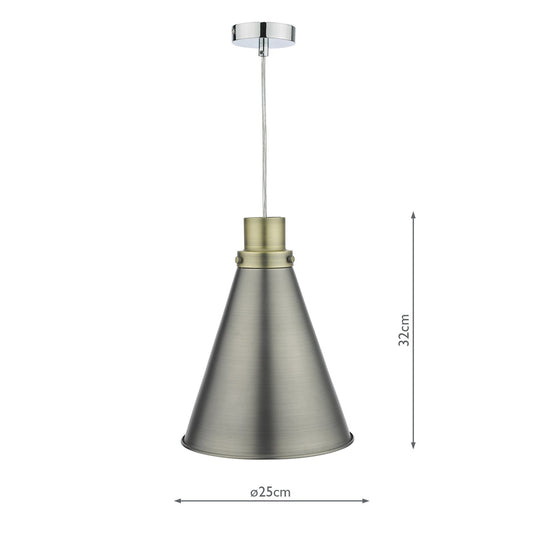 Dar Lighting POT8661 Potter Easy Fit Pendant Antique Chrome - 37181